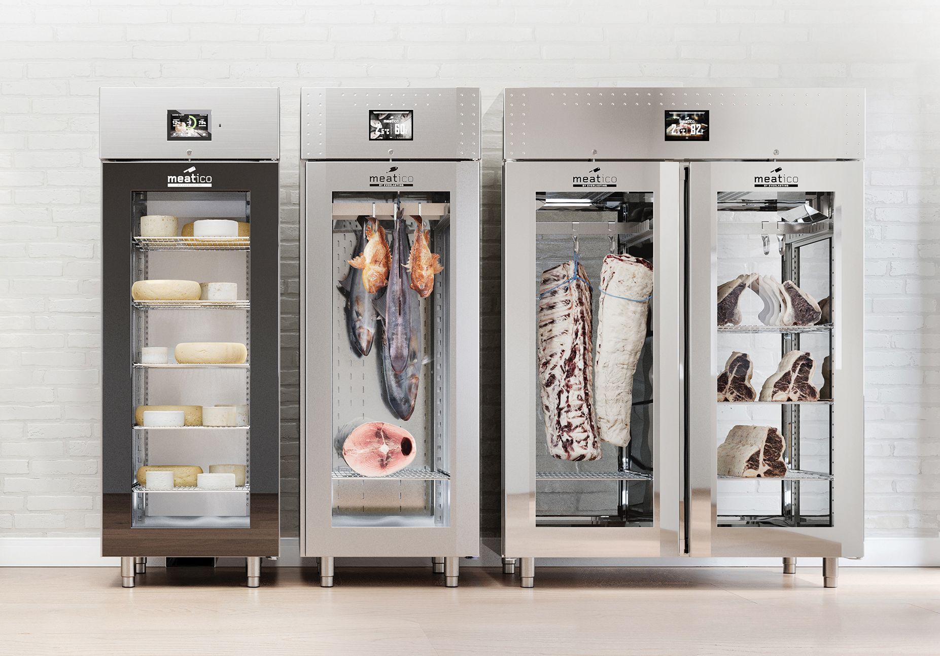 Četiri profesionalne dry aging vitrine za dozrijevanje mesa u modernom ambijentu